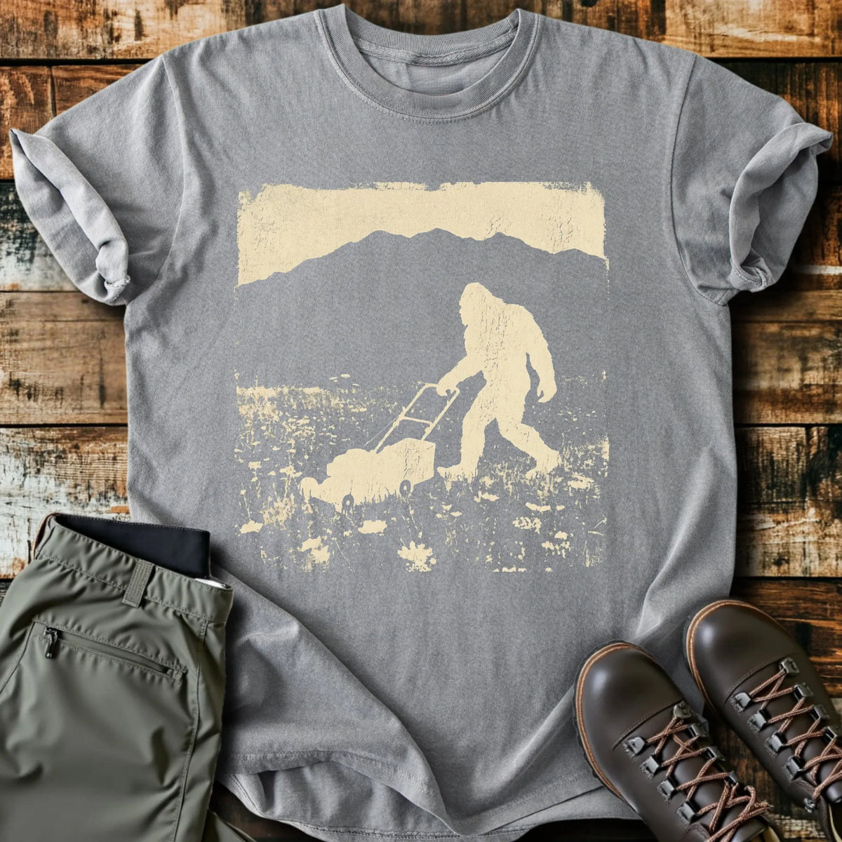 Bigfoot Mowing T-Shirt