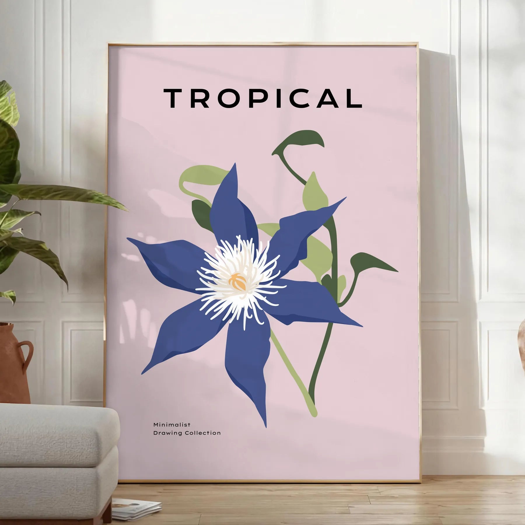 space captivating botanical art poster vibrant orange soothing gray hues wall thoughtful gift print nature elegance indoors sizes A4 cm A0