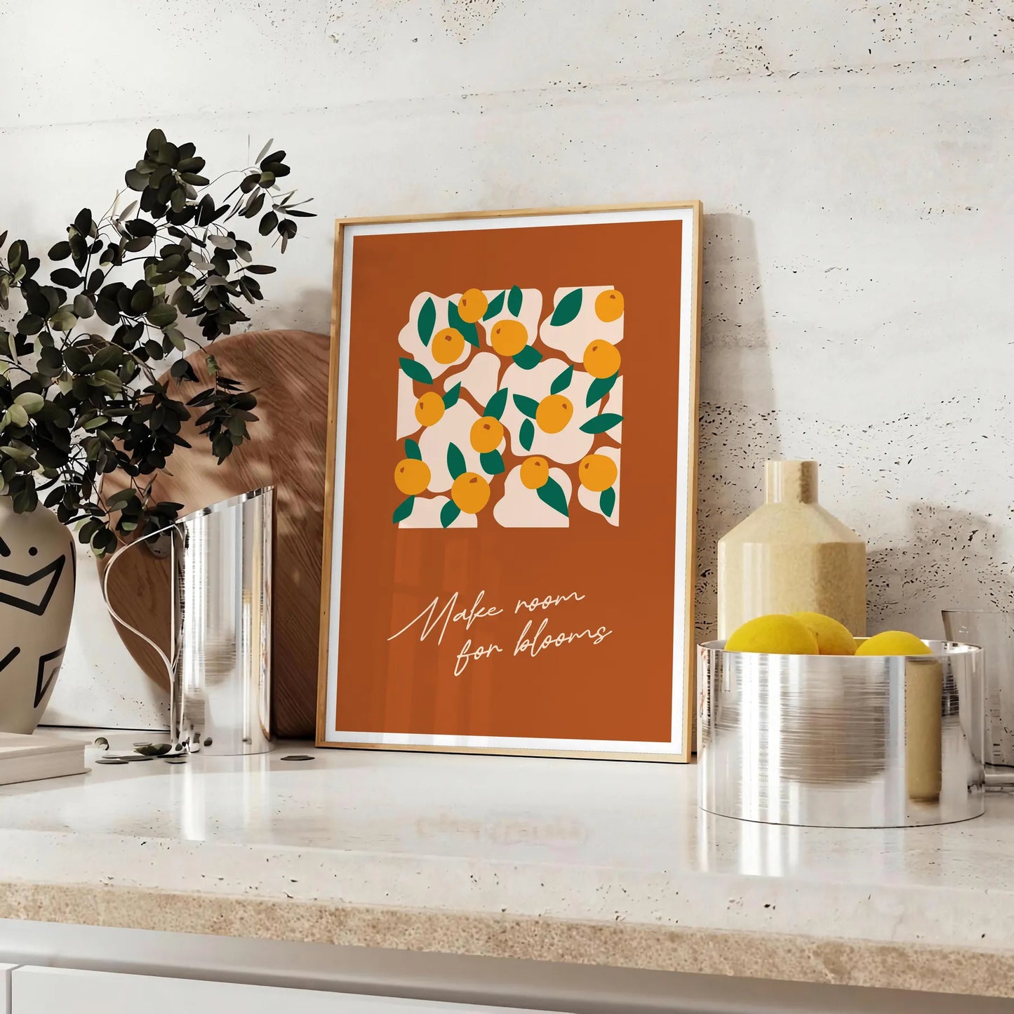 space stunning botanical vintage poster vibrant greens oranges exquisite art wall unique gift print timeless beauty sizes A4 cm A0 perfect fit